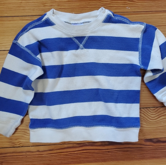 Striped waffle knit crewneck sweater Hanna Andersson 2 T - Picture 1 of 2